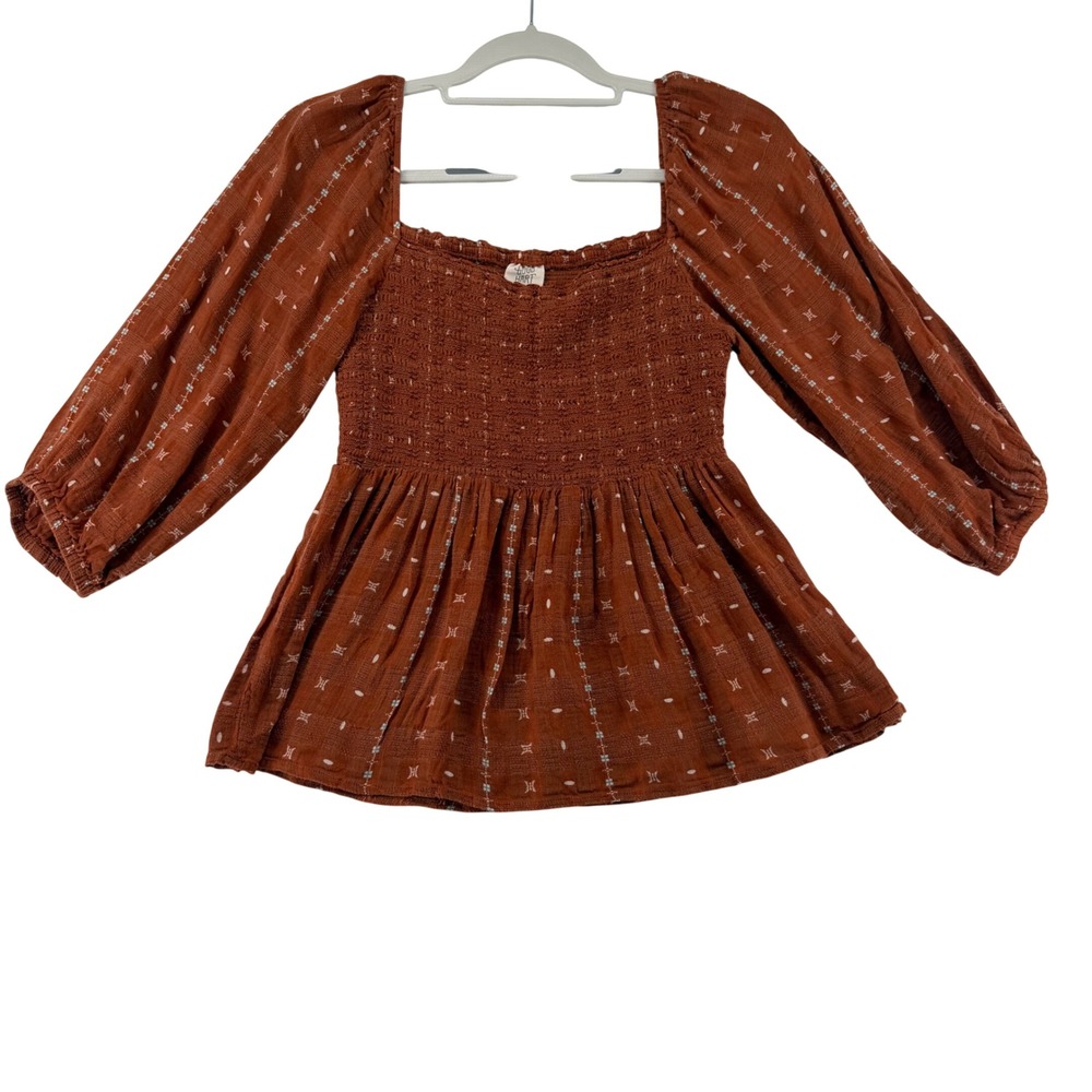 Good Hart by Matilda Jane Kimbell Smocked Peplum Top Womens Medium Rust